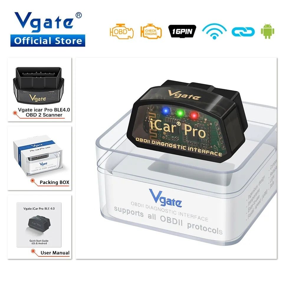Vgate iCar Pro Bluetooth 4.0 для Android/IOS/ Aвтосканер