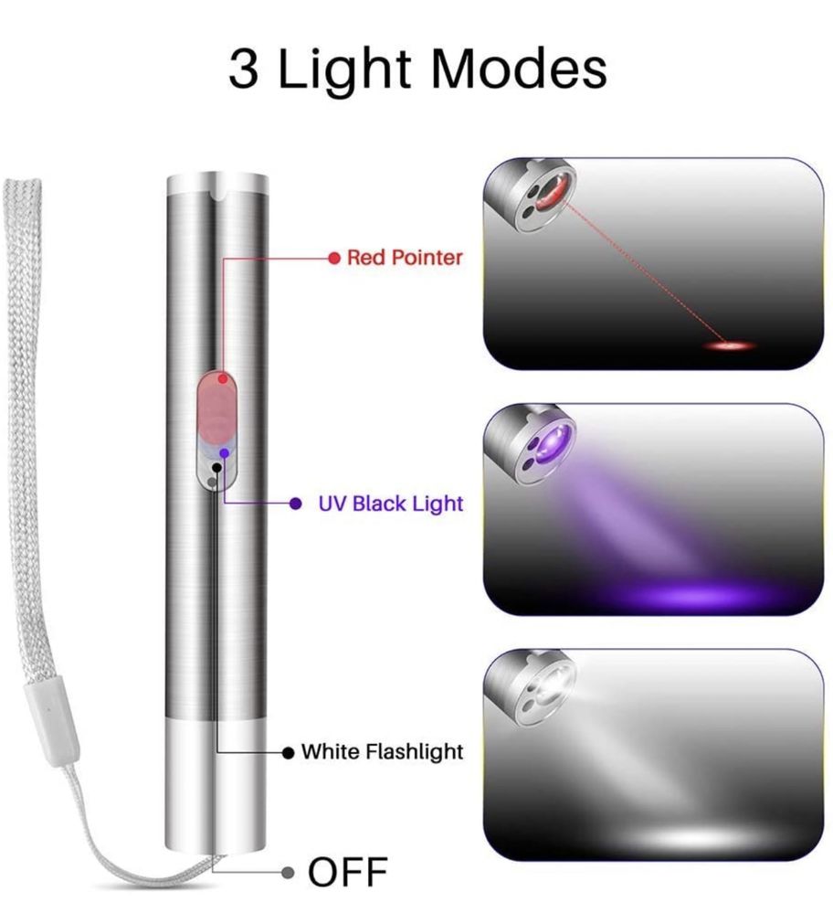 Ponteiro Laser 3 em 1 (Laser, Luz UV, Luz LED) (NOVO)