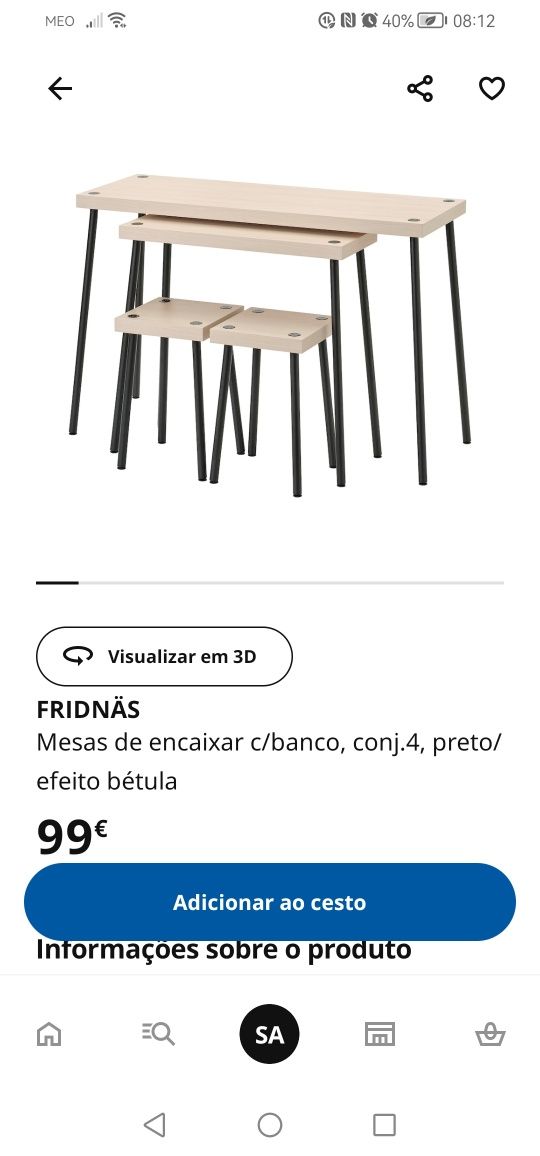 Conjuntos de mesas e bancos novo.
