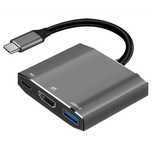 Aluminiowy adapter USB-C na HDMI 4K 30Hz + USB / USB-C 15 cm OEM-C17