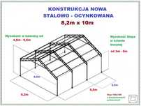 Nowa KONSTRUKCJA WIATA OCYNKOWANA 8x10 Garaż Magazyn Hala Rolna