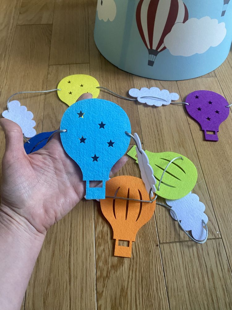 Klosz lampa abazur zyrandol ikea tippakull chmurki balony + girlanda