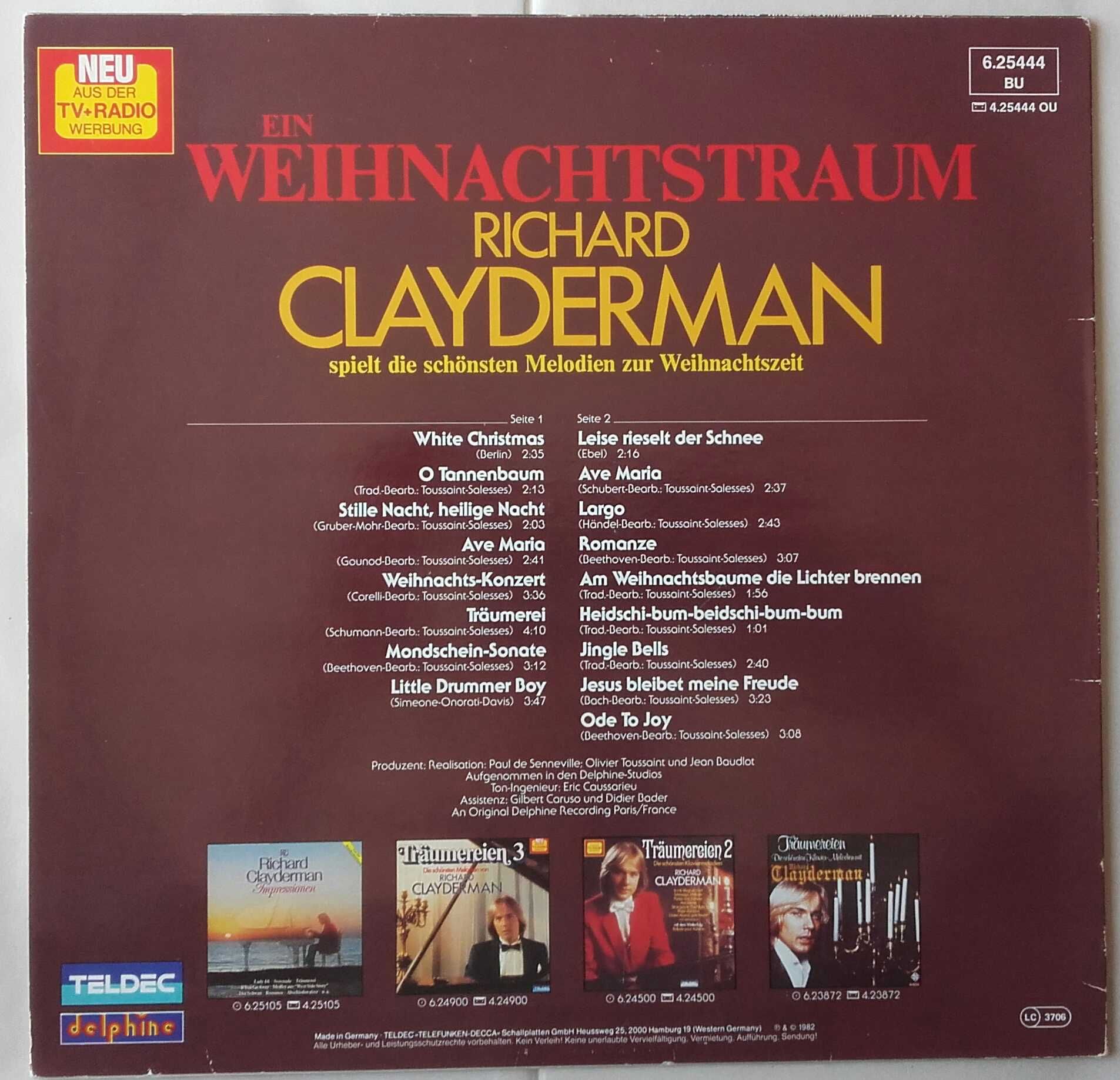 Richard Clayderman, utwory na fortepian, winyl 1982 r.