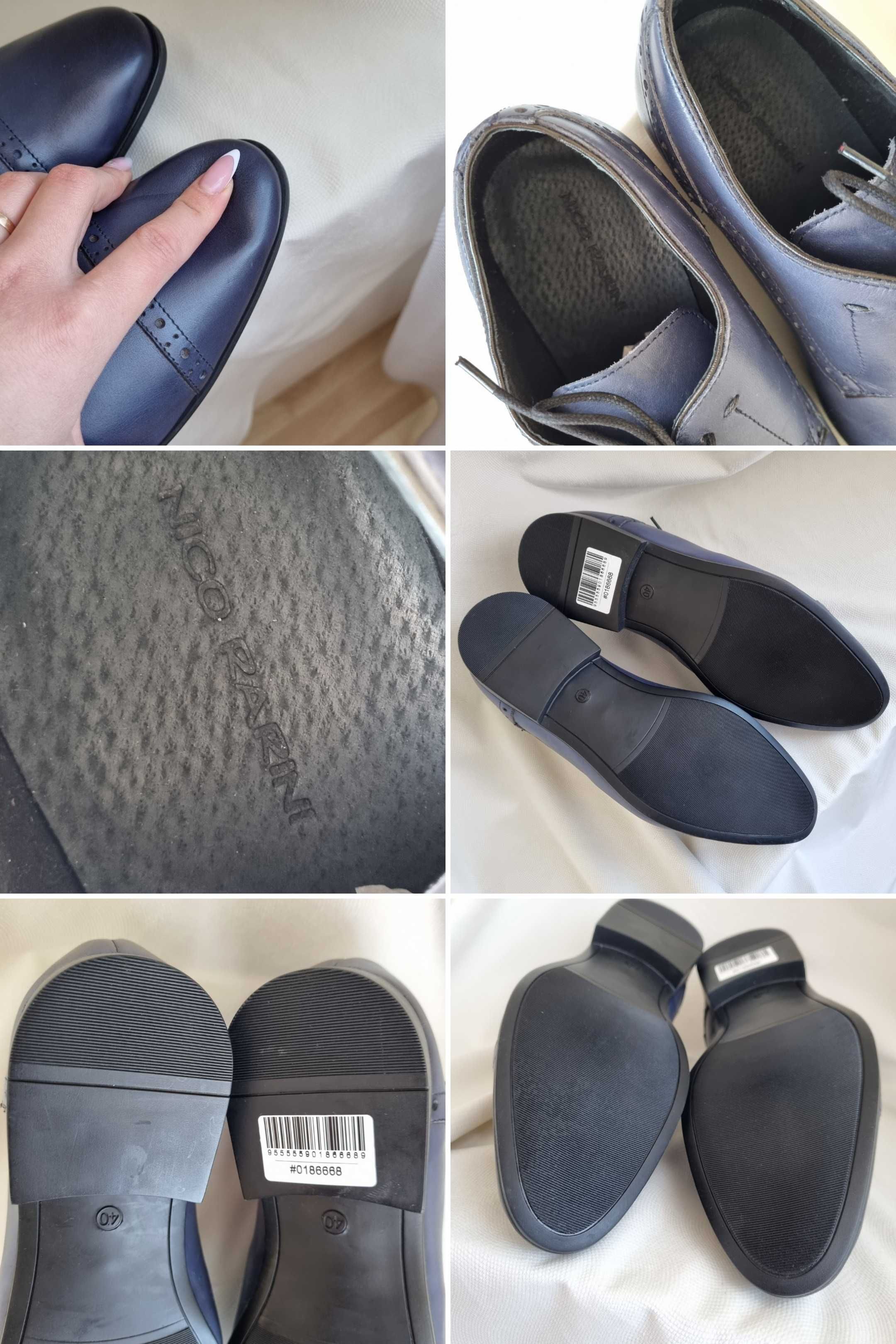 Nowe męskie wizytowe klasyczne buty półbuty brogsy Nico Rarini r.40