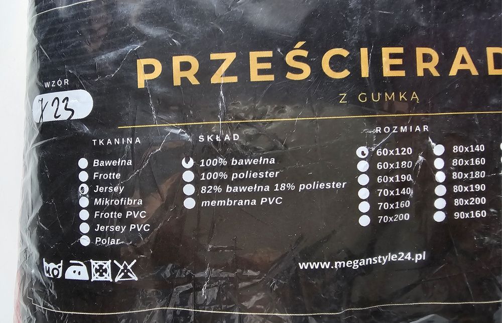 Prześcieradło z gumką 60x120cm