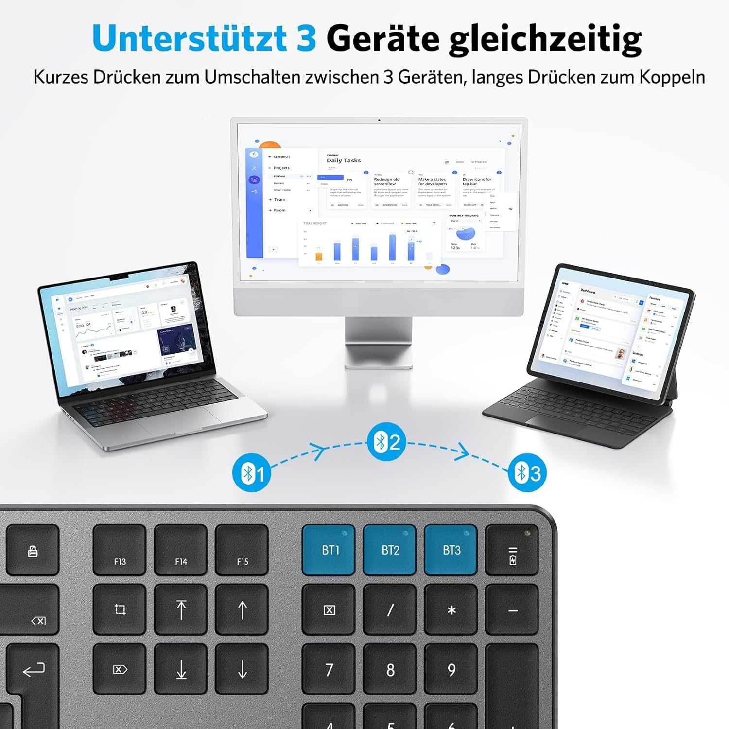 Klawiatura Bluetooth bezprzewodowa do Mac z układem QWERTZ (DE) OMOTON