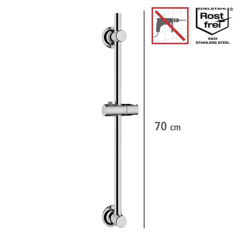 Drążek prysznicowy z montażem bez wiercenia, 70 cm, srebrny, WENKO
