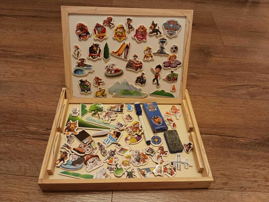 Tablica magnetyczna/kredowa dwustronna Psi Patrol drewniana