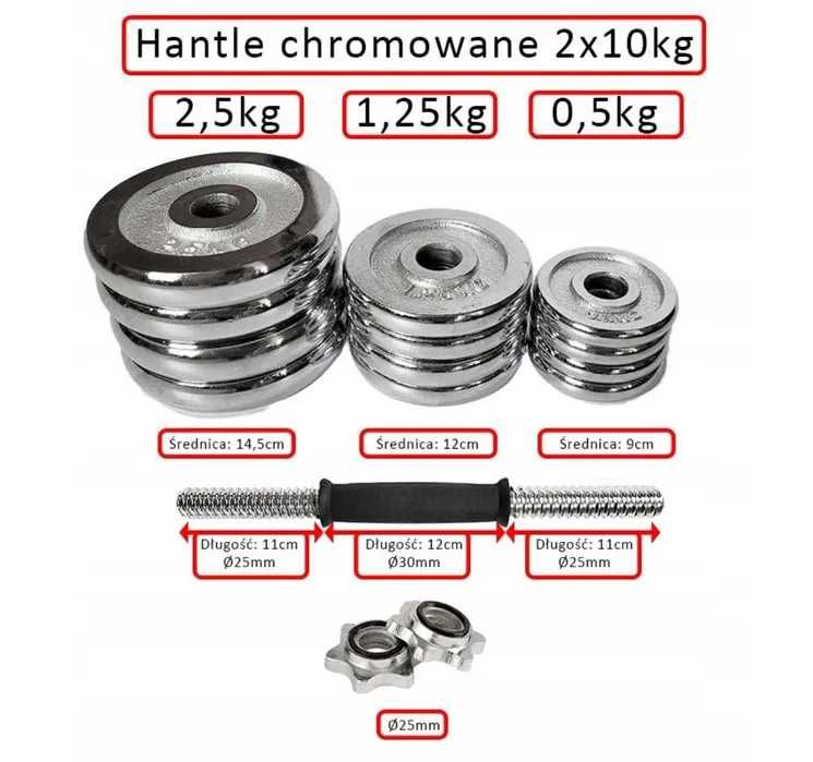 Hantle żeliwne 2x10kg WALIZKA zestaw 20kg żeliwo BDG