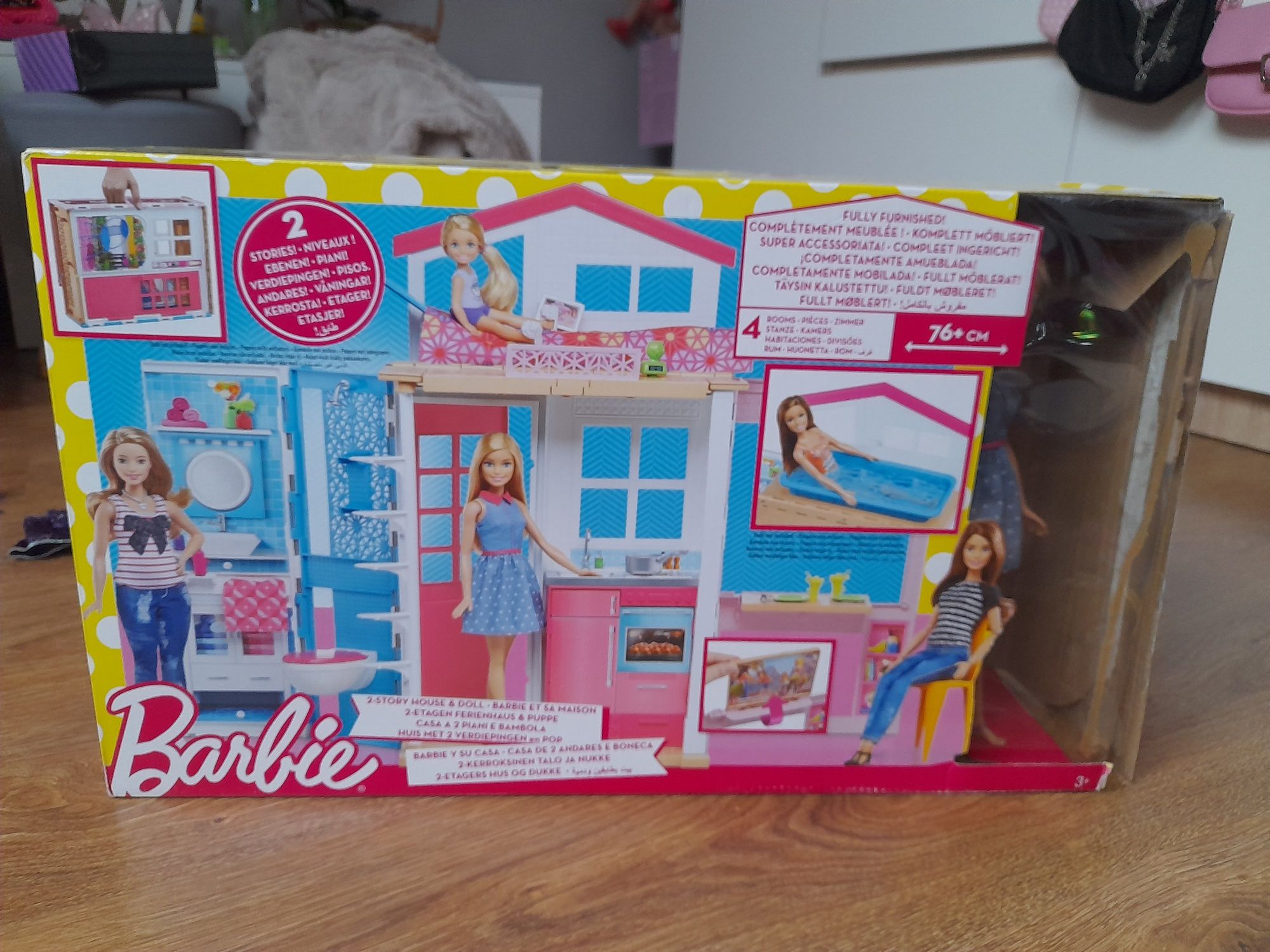 Domek lalki Barbie składamy Mattel +akcesoria i lalka