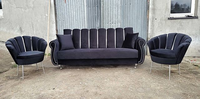 RATY zestaw muszla muszelka fotel kanapa sofa rozkładana GLAM komplet