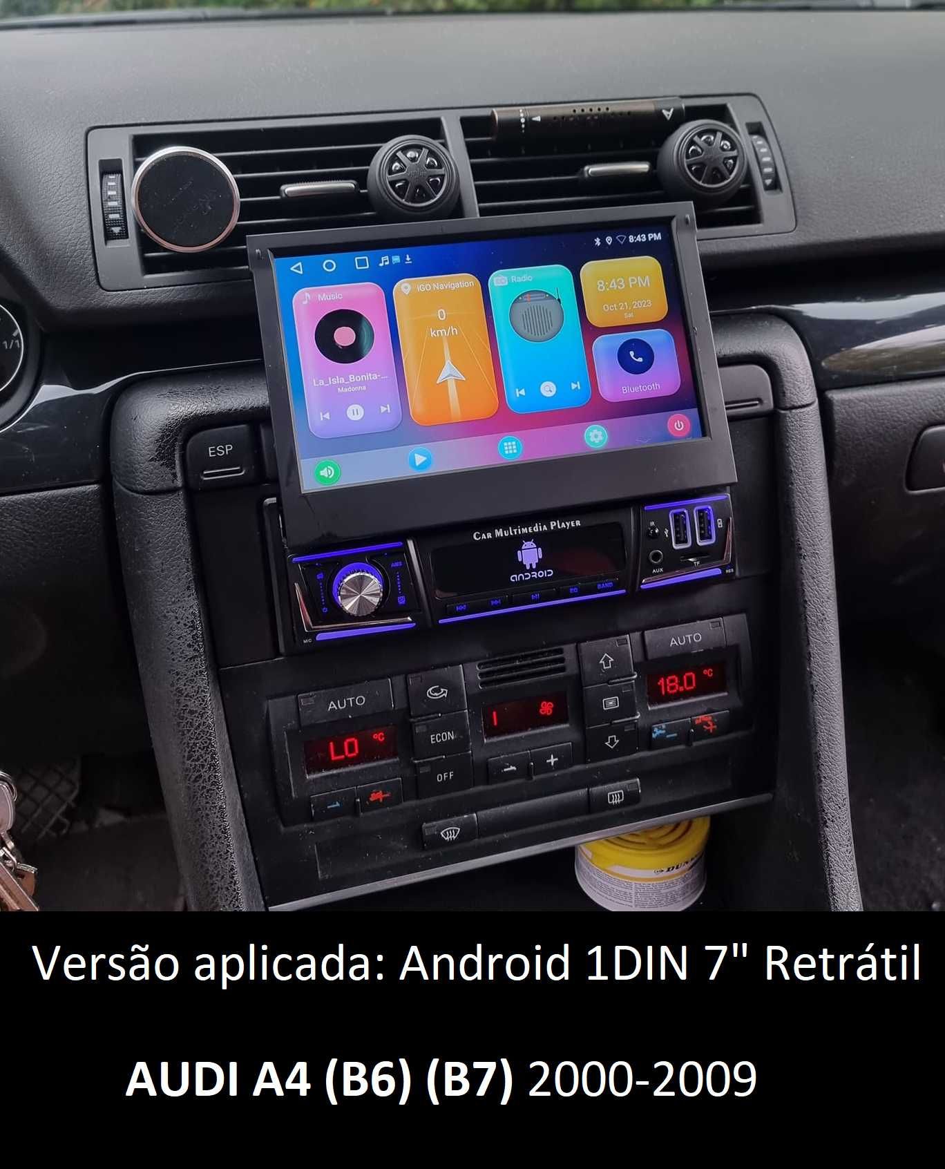 (NOVO) Rádio 1DIN Android 7" Retrátil [2+32GB] • GPS Bluetooth Câmera