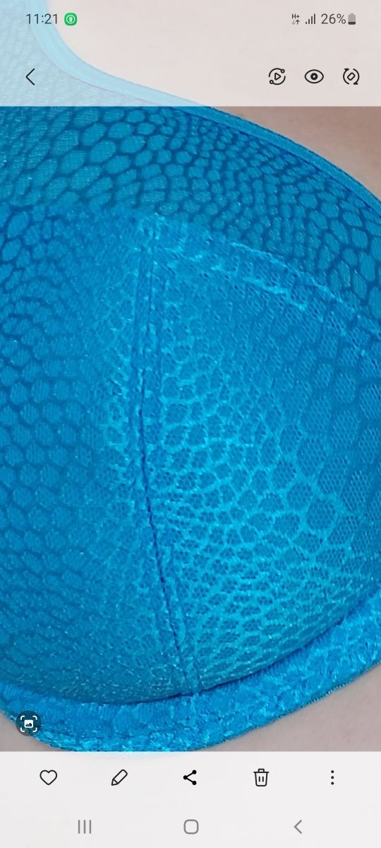 Finezyjny, nowy biustonosz koronkowy blue z UK r 38DD/85E
