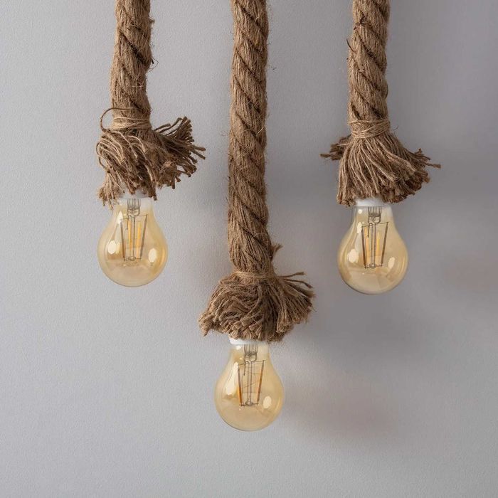 Girlanda LED Boho Wisząca drewniana z linami - na baterie
