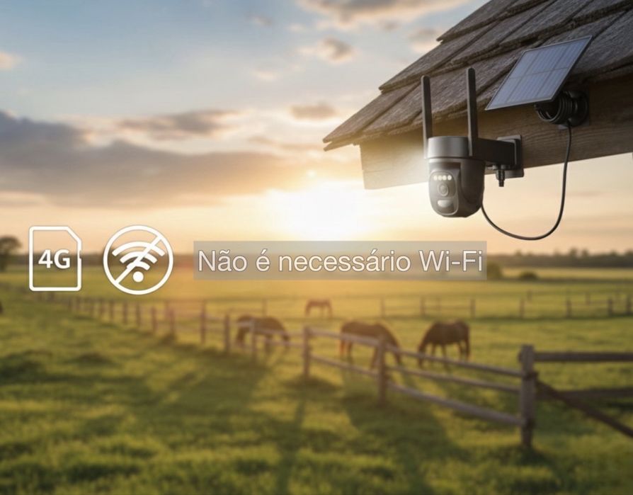 Câmera + Painel Solar | Para cartões de dados móveis - Visão noturna