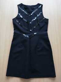 Orsay czarna zdobiona cekinami wizytowa/wieczorowa sukienka ołówkowa S