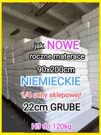 22CM Jak NOWE 90x200 Materace Roczne H3 Niemieckie Materac Kieszeniowe