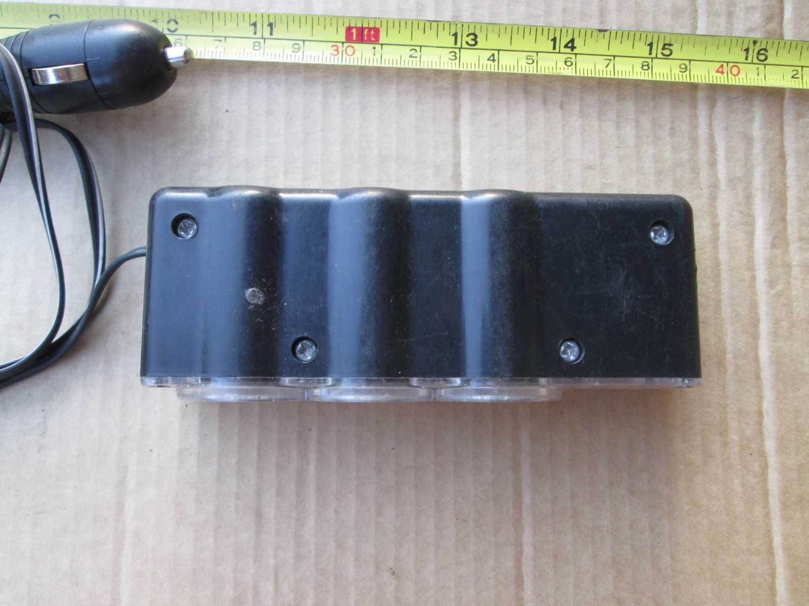 Сплитер в авто 1 м. 12V х3, 5 V USB