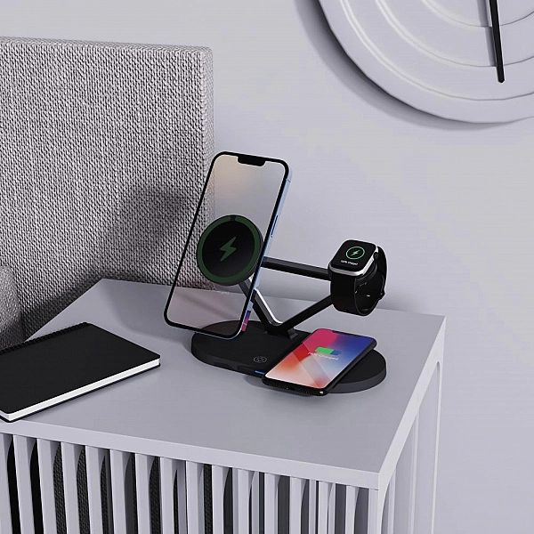 Tech-Protect Qi15W-A41/3In1 Magnetic Magsafe Wireless Charger Black