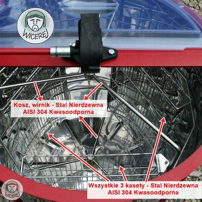 Miodarka 3 kasetowa uniwersalna kwasoodporna nierdzewna NOWA Promocja