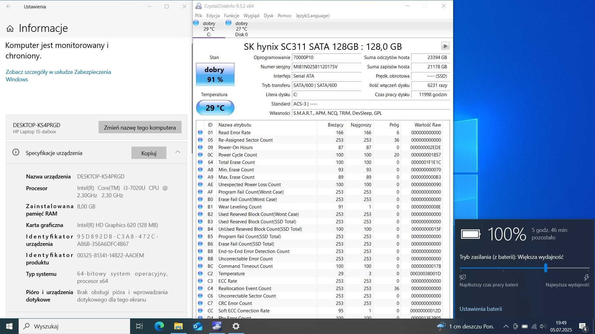 HP 15 cali i3-7020U | 8GB RAM | SSD+HDD | Windows 10
