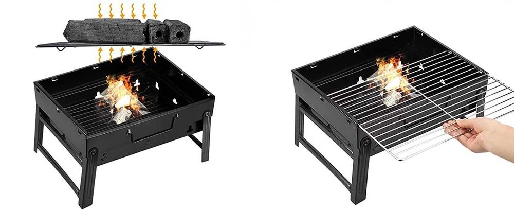 Grill BBQ grill na węgiel, drzewo mały składany do ogrodu na piknik