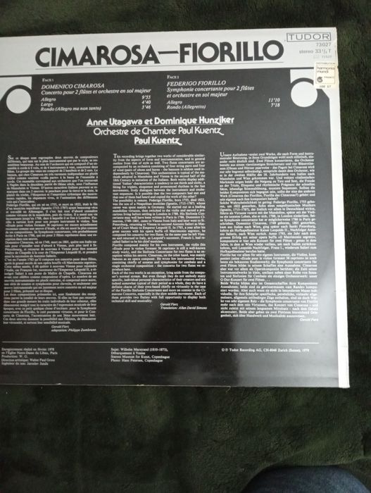 Vinil Domenico Cimarosa - Symphonies Concertantes Pour 2 Flûtes Et Or,