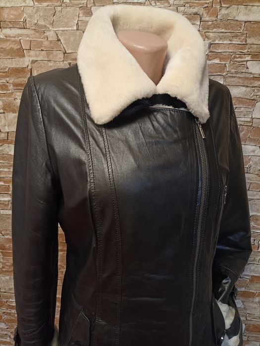 Шкіряна дублянка,косуха,авіатор,натуральне хутро,46р