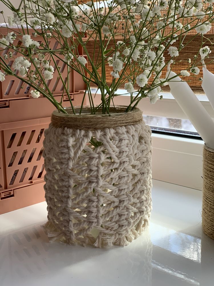 Макраме ваза, баночка для декору
