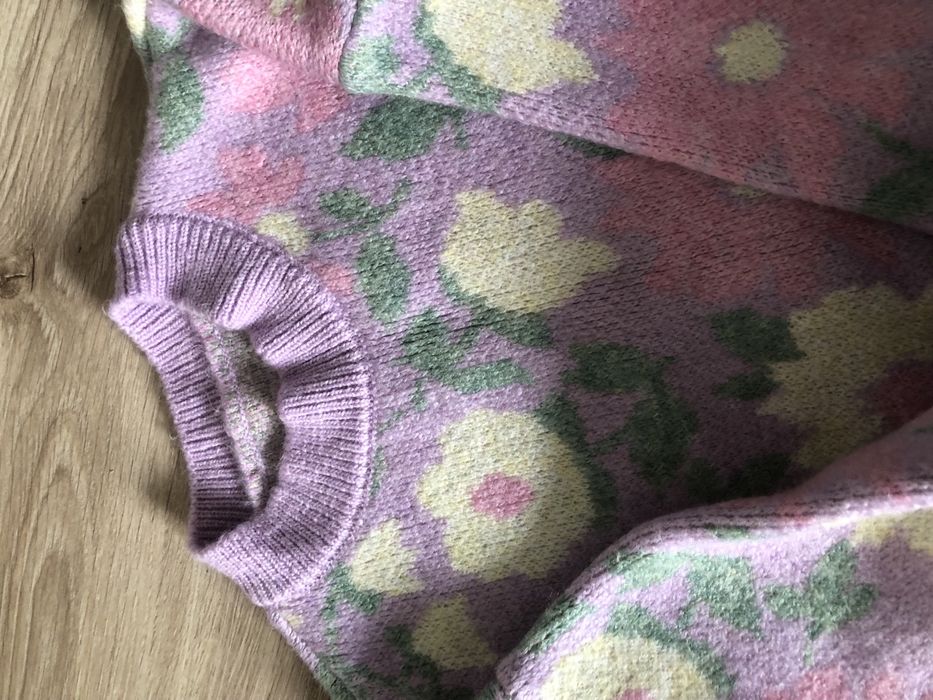 Zara Зимовий джемпер, рожевий, білий, квітковий принт