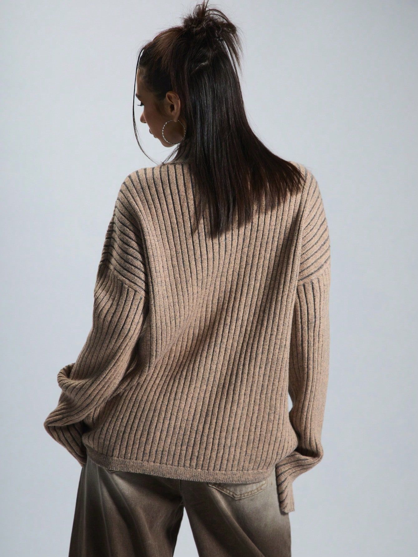 Kardigan Sweterek Rozpinany Se Stójką Brązowy Casual Musera Xs 34
