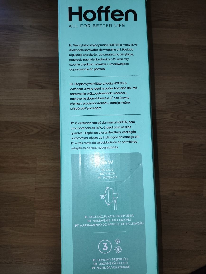 Nowy Wentylator stojący Hoffen 45W HO-00013