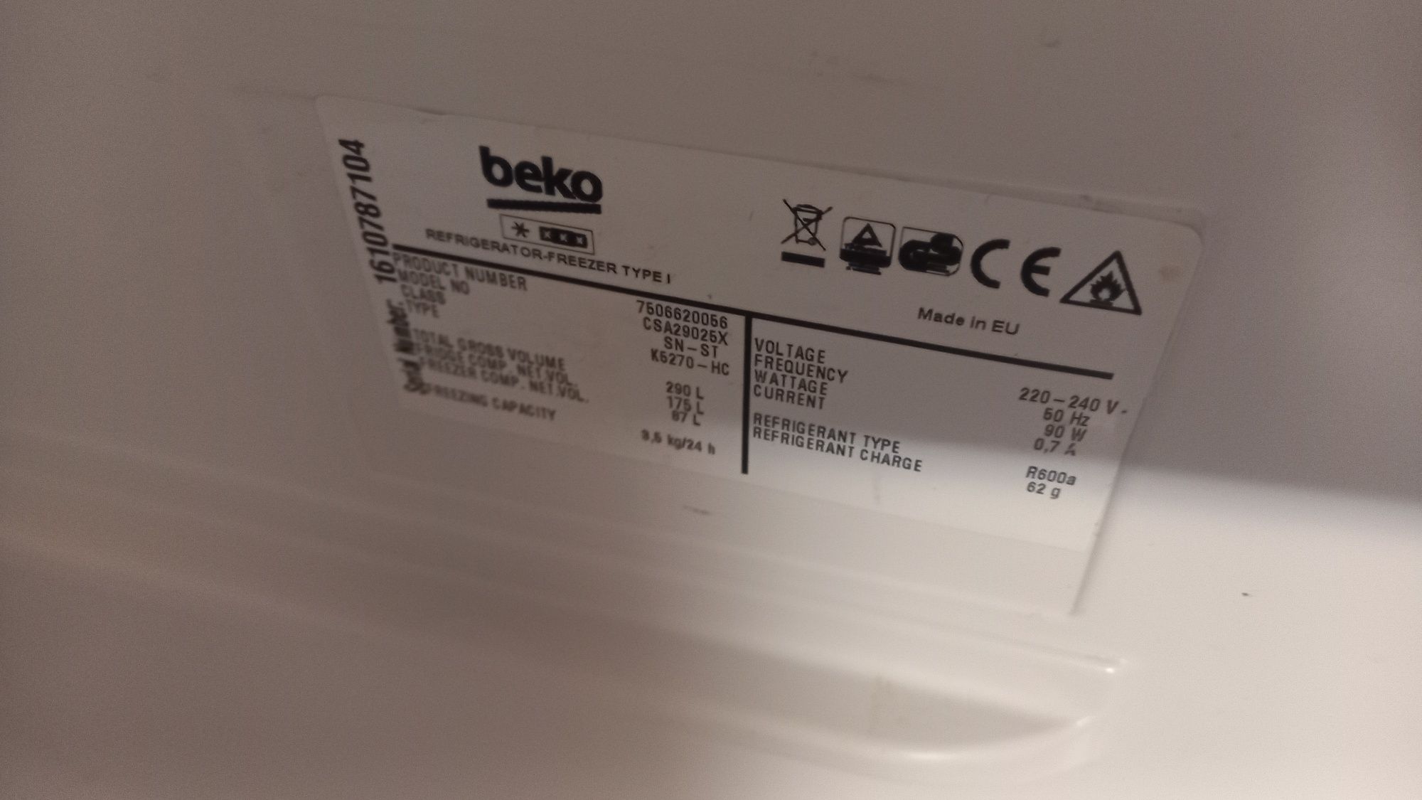 Szuflady I półki do lodówki Beko CSA29925X