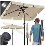 Parasol ogrodowy balkonowy z solarem LED beżowy