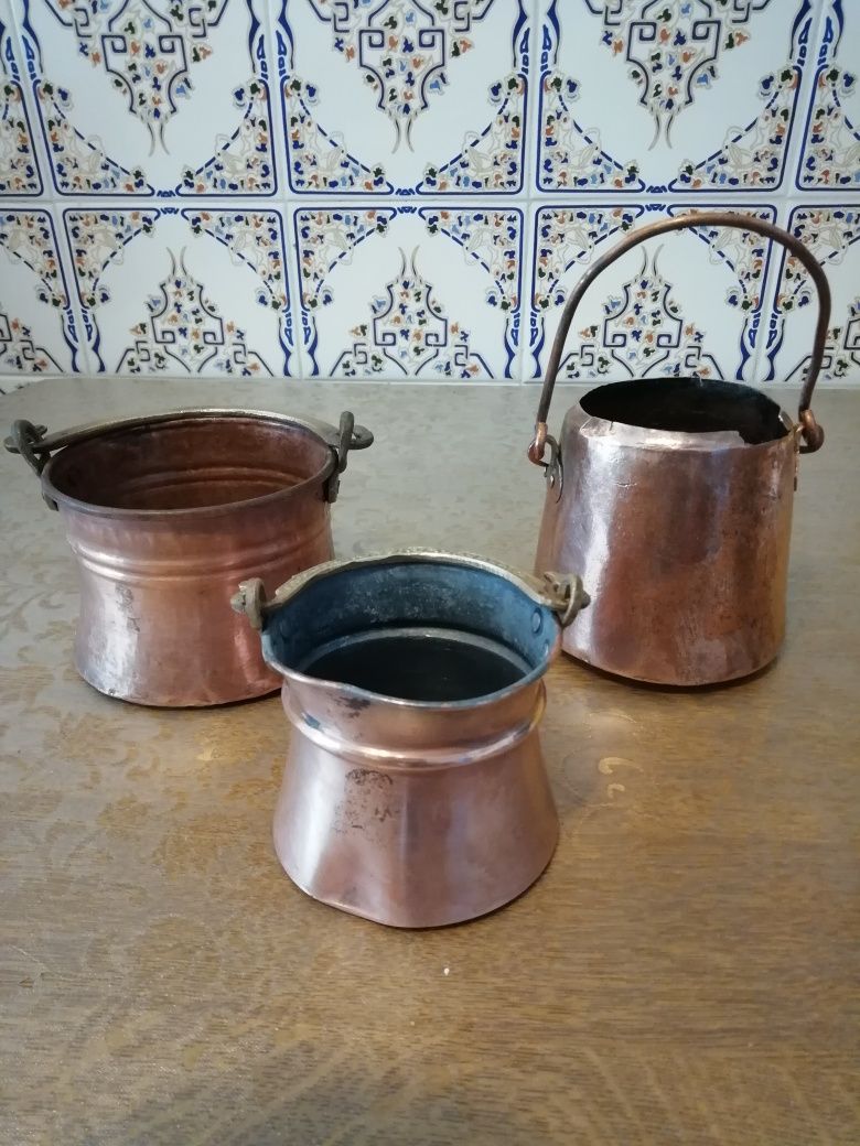 3  Potes pequenos em Cobre E Bucabolario Centenário