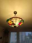 Lampa witrażowa żyrandol prl