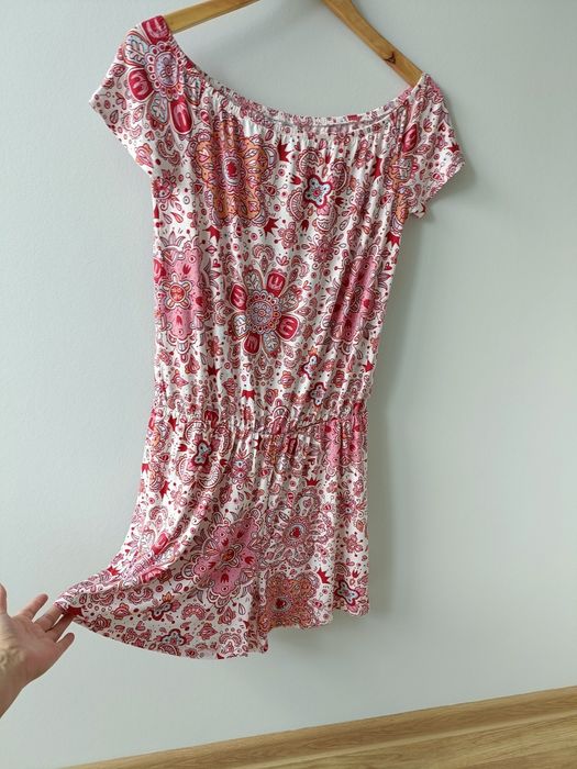 Kombinezon damski krótki na lato letni wzorzysty wiskoza kolorowy S M