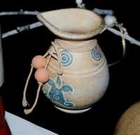 Ваза кувшин интерьерная с узором песочная декор вазочка маленькая