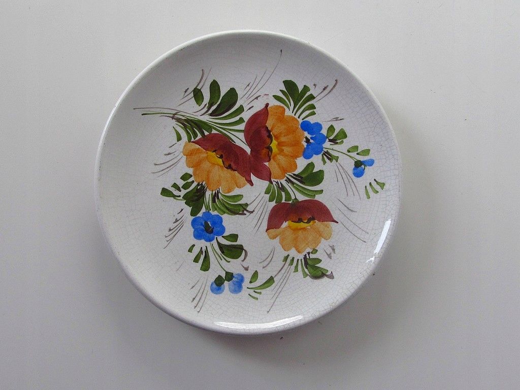 włochy - talerzyk ceramiczny malowany kwiaty