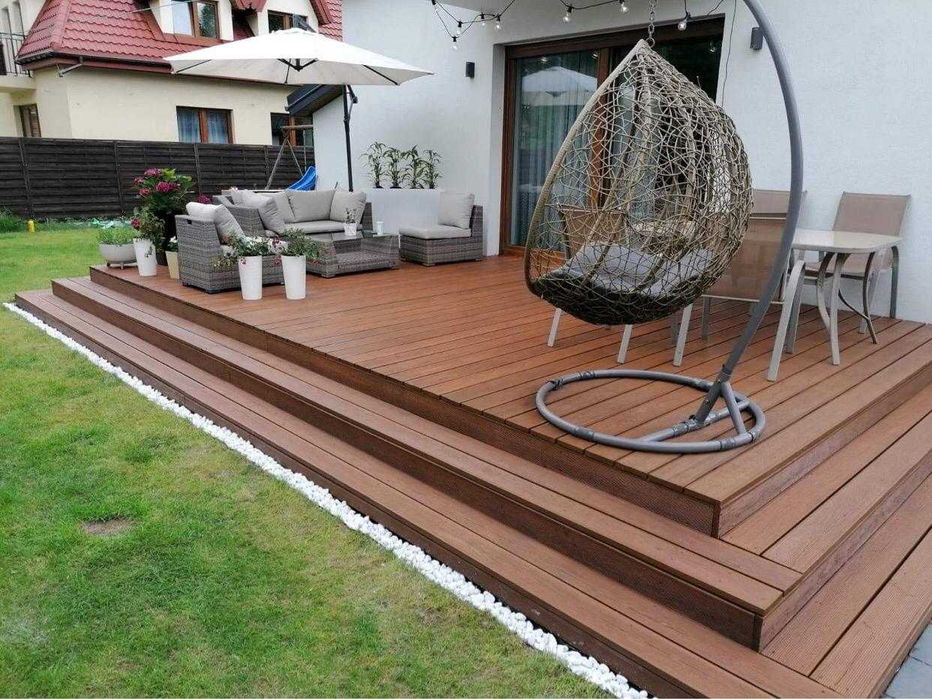 Deski tarasowe modrzew syberyjski 28x150mm ryflowana i gładka deska