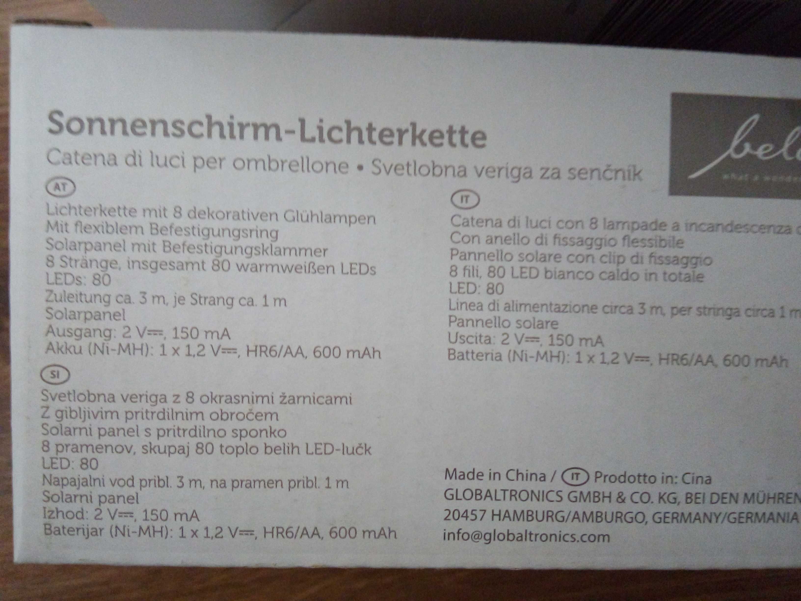 Lampki solarne pod parasol na solar