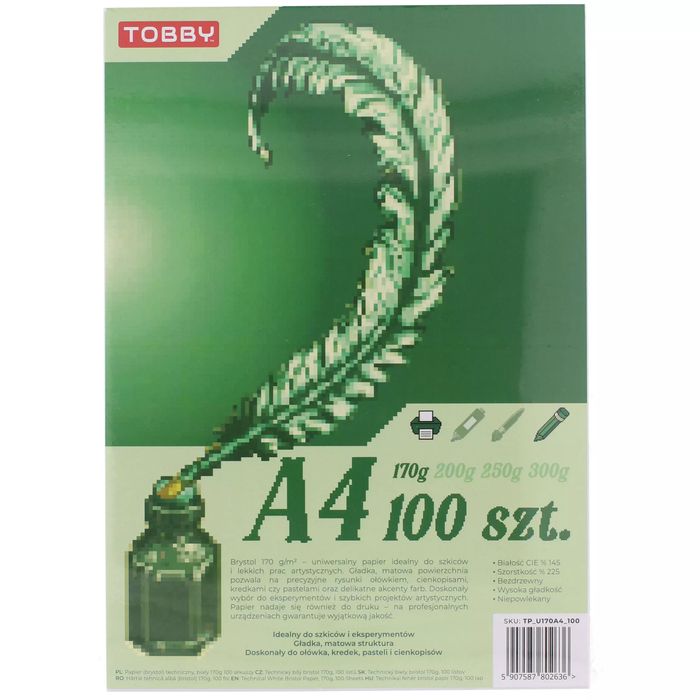 Papier Brystol A4 100 ark.170g. Tobby