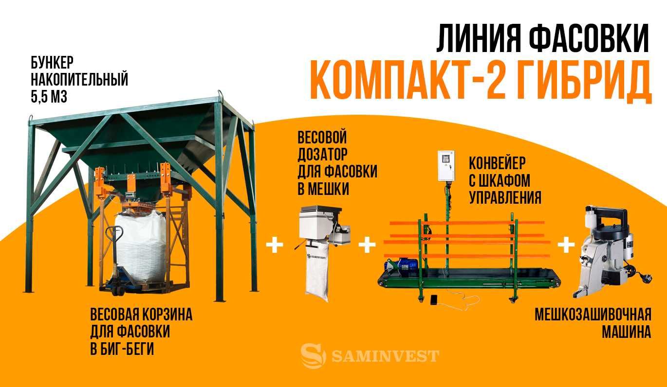 Фасувальне обладнання в бiг-беги і мішки (лінія фасування гібрид)