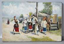 Stary obraz olejny - Huculi