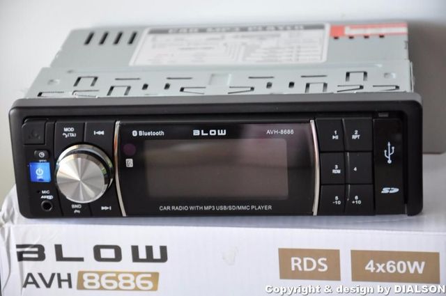 Nowe radio samochodwe BLOW MP3 USB SD AUX RDS Bluetooth 4x 60W FV 23%