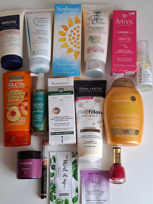 Zestaw 16 kosmetyków: Bioderma, Phyto, Elizabeth Arden, Mokosh, Miya