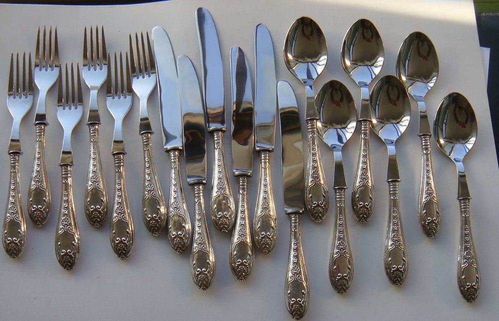 Faqueiro de 18 peças em PRATA Águia de 6 Garfos + 6 Facas + 6 Colheres