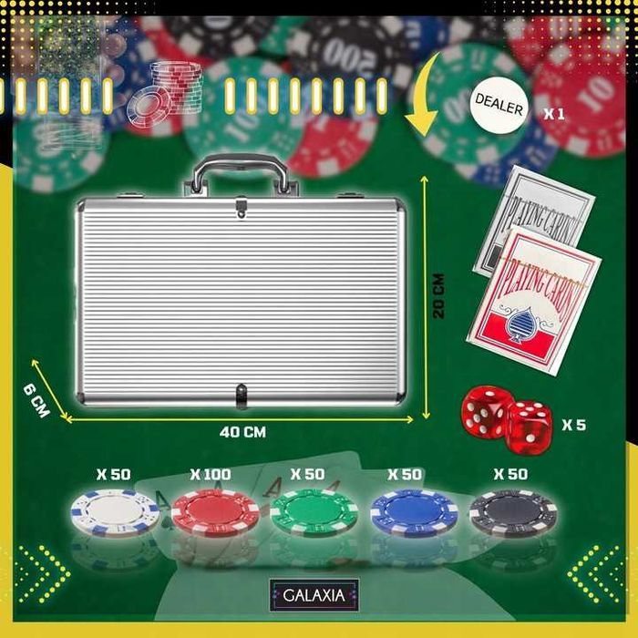 ZESTAW DO POKERA 300 ŻETONÓW Żetony Gry Poker Chips Set Karty Walizka