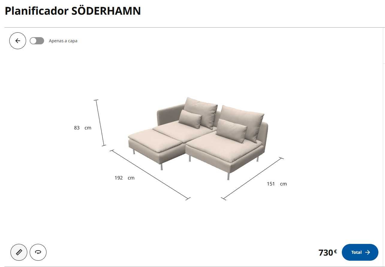 Sofá IKEA (2 lug c/chaise longue) em excelente estado!
