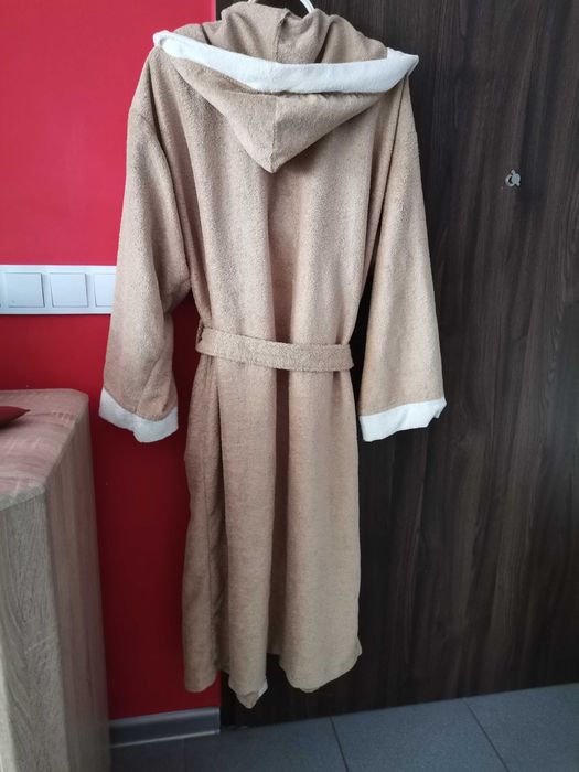 Szlafrok frotte beżowo biały